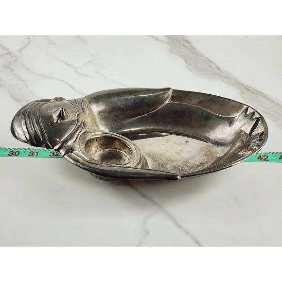 Christmas Towle Serving Tray Candy Dish Silverplated Penguin Shaped 12" Holidays - Picture 14 of 15